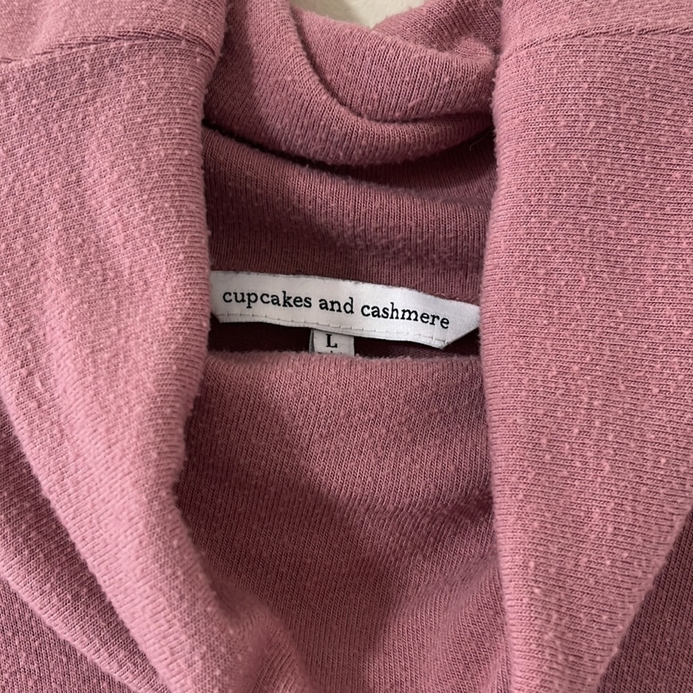 Cupcakes and Cashmere Pink Cowl Neck Sweater Size Large - Picture 5 of 8